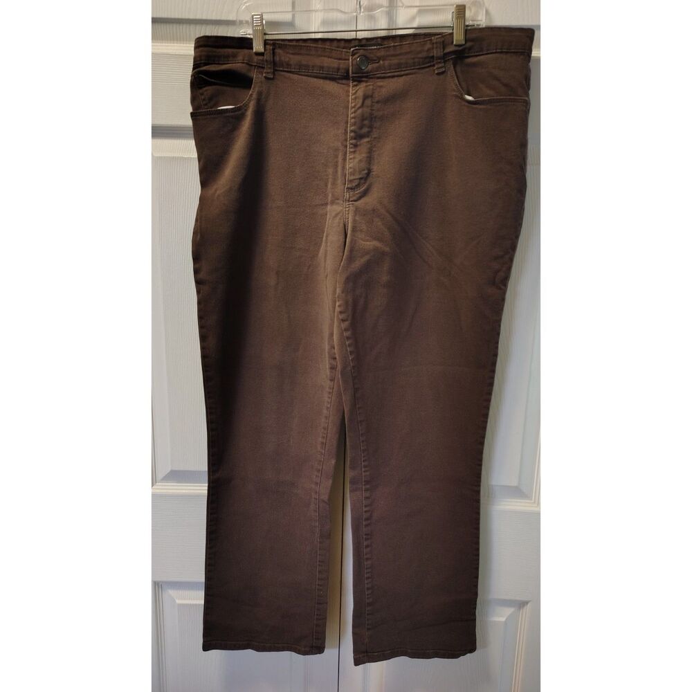 Lee Relaxed Fit 1889 Pants Womens 18 Medium Brown Cotton Stretch Straight Leg